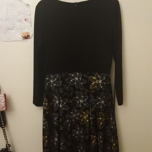 Long sleeved black patterned dress